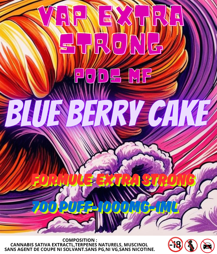 Vape extra strong 90% Pod  mf 1 ml. Blue Berry Cake