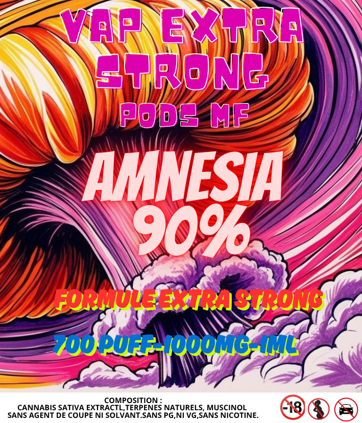 Vape extra strong 90% Pod  mf 1 ml. Amnesia